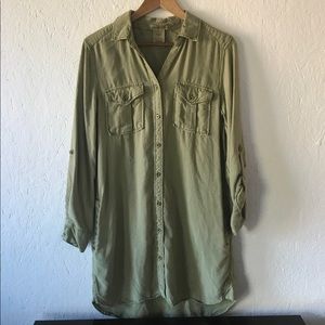 Philosophy Button Up Shirt Dress in Green Size S